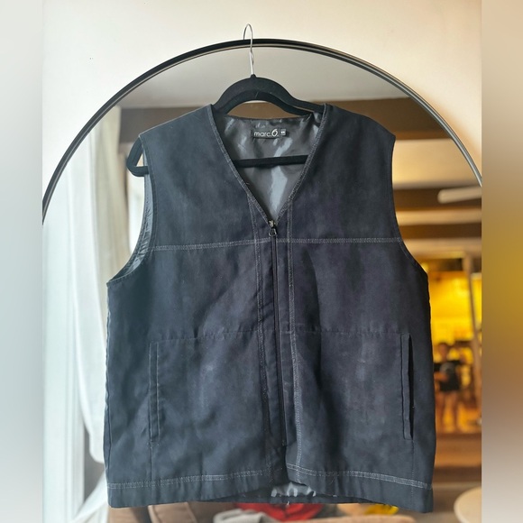 VINTAGE | faux suede black vest | size medium - Picture 2 of 6